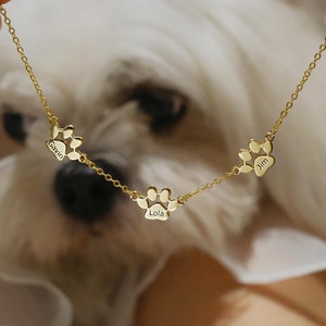 Minimalist Paw Necklace, Paw Print Name Necklace, Pet Memorial Necklace, Personalized Pet Necklace, Unique Pet Keepsake, Gift For Dog Mom