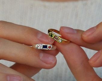 Family Birthstone, Custom Multi Stone Ring, Mother Grandma Ring Gift, Birthstone Jewelry, Personalized Gift for Her, Birthday Gift