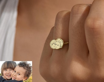 Anillo con foto personalizado, anillo con retrato personalizado, regalo conmemorativo con imagen, anillo con foto grabada, regalos de aniversario, joyas conmemorativas