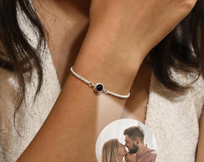 Custom Photo Projection Bracelet, Photo Bracelet Sparkling Chain, Personalized Picture Inside Bracelet, Best Friend Gifts, Christmas Gift