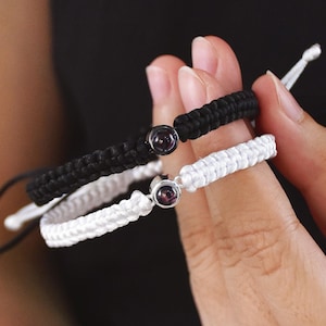 Custom Photo Projection Bracelet, Memorial Couples Bracelet, Handmade Braided Rope Bracelet, Gift for Him, Men Bracelet, 2024 Christmas Gift