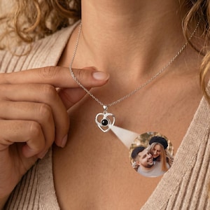 Ketting projectiefoto, hartketting, gepersonaliseerde hartfoto ketting, herdenkingscadeau, cadeau voor haar, moeder ketting, valentijnscadeau