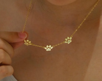 Collar con nombre grabado con huella de pata, collar personalizado con huella de pata de perro pequeña, joyería conmemorativa para mascotas, regalo para mamá perruna, recuerdo único para mascotas, regalo para ella