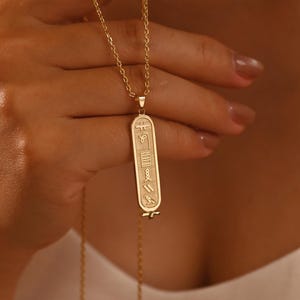 Custom Egyptian Necklace, Personalized Egypt Cartouche Necklace, Custom Name Jewelry, Egyptian Hieroglyphic Name Necklace, Ancient Necklace