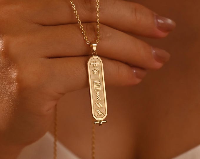 Custom Egyptian Necklace, Personalized Egypt Cartouche Necklace, Custom Name Jewelry, Egyptian Hieroglyphic Name Necklace, Ancient Necklace
