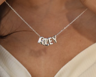 Collana con lettera 3D personalizzata, fascino iniziale bolla 3D personalizzata, gioielli con lettere, collana con nome fatta a mano, regalo di Natale, regalo per la mamma