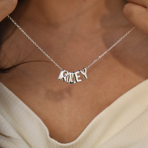 Collar de letras 3D personalizado, encanto inicial de burbuja 3D personalizado, joyería de letras, collar de nombre hecho a mano, regalo de Navidad, regalo para mamá