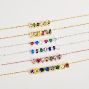 Familie Birthstone Halskette, personalisierte Birthstone Schmuck, Mütter Halskette, Geschenk für sie, personalisierter Schmuck, Edelstein-Halskette