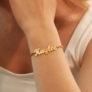 Custom Curb Chain Name Bracelet, Handmade Name Charm Jewelry, Personalized Initial Bracelet, Gifts for Her, Bridesmaid Gift Best Friend Gift