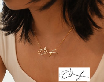 Memorial handtekening ketting, werkelijke handschrift ketting, gepersonaliseerd cadeau voor moeder, aandenken sieraden in sterling zilver, kerstcadeaus