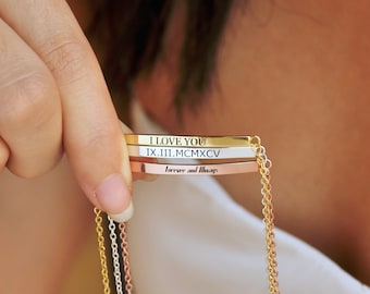 Bar Bracelet 18K Gold, Personalized Bar Bracelets for Women, Skinny Bar Bracelet, Custom Name Bracelet, Engraved Bracelet, Gift for Her