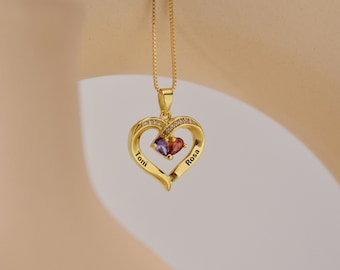 Heart Shape Swarovski Birthstone Necklace, Personalized Birthstone Necklace, Birth Month Jewellery, Gift for Wedding, Anniversary Gift