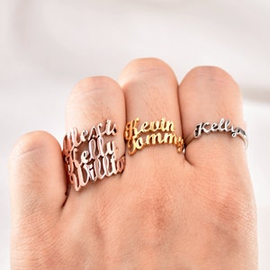 Personalized Two Name Ring, Multiple Name Ring, Double Name Ring, Personalized Gift For Mom, Best Friends Ring