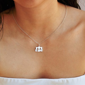 Familie Tier Schmuck, 925 Silber individuelle Hund und Katze Halskette, individuelle Hund Katze Halskette, gravierte Initial Halskette für Mama, Haustier Mutter Schmuck