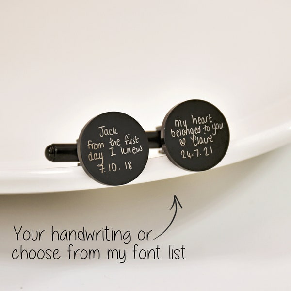 Personalized Handwriting Cuff Links, Engraved Signature Wedding Day Cuff links, Cufflinks For Groomsmen, Personalized Gift for Dad Best man