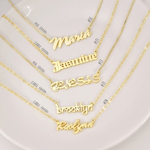 18K Solid Gold Name Necklace, Personalized Name Necklace, Sterling Silver Name Necklace, Dainty Name Necklace, Personalized Gift for Her