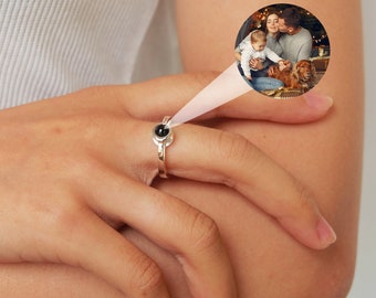 Anillo con proyección de fotos, anillo con foto para pareja, anillos con foto para parejas, anillo conmemorativo personalizado, anillo conmemorativo, anillo para mejores amigos