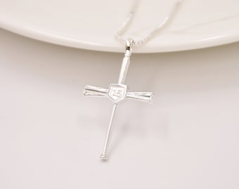 Personalized Baseball Cross Necklace, Baseball Bat Cross Necklace Pendant with Number, Custom Baseball Jewelry, Baseball Gifts For Him