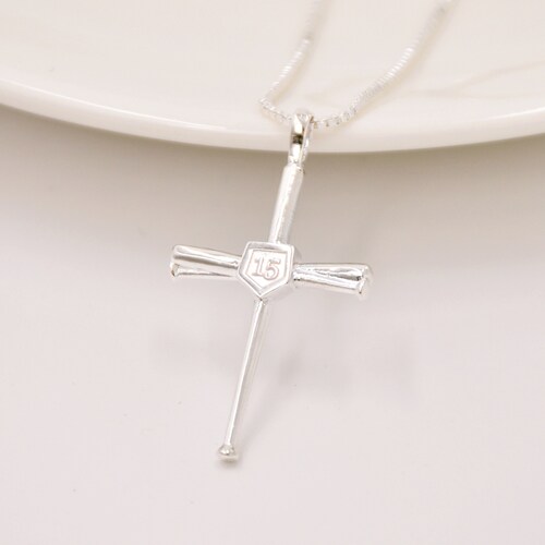 Personalized Baseball Cross Necklace 