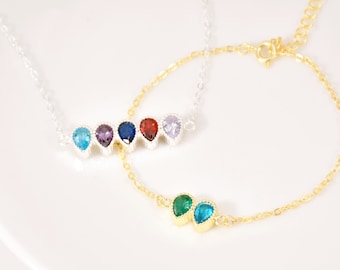 Bracciale Birthstone per le donne, Bracciale Birthstone per mamma figlia, Bracciale Birthstone di famiglia, Regalo personalizzato per le madri, Regalo migliore amico