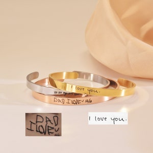 Puño de escritura personalizado, pulsera de escritura a mano, joyería personalizada, recuerdo de firma, joyería de escritura real, regalos para ella