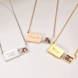 Custom Engraving Photo Locket, Picture Necklace Pendant, Picture Holder Necklace, 18k Gold Filled Locket Necklace, Valentines Necklace