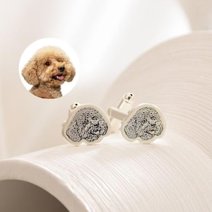 Custom Dog Portrait Cufflinks, Personalized Cat Cufflinks, Wedding Cufflinks Groomsmen Gifts, Pet Memorial Gifts, Unique Pet Portrait Gift