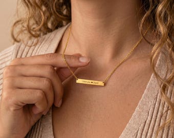 Personalized Bar Necklace, Custom Name Necklace, Friendship Necklace, Custom Engraved Necklace, Name Wedding Date, Necklace Coordinates