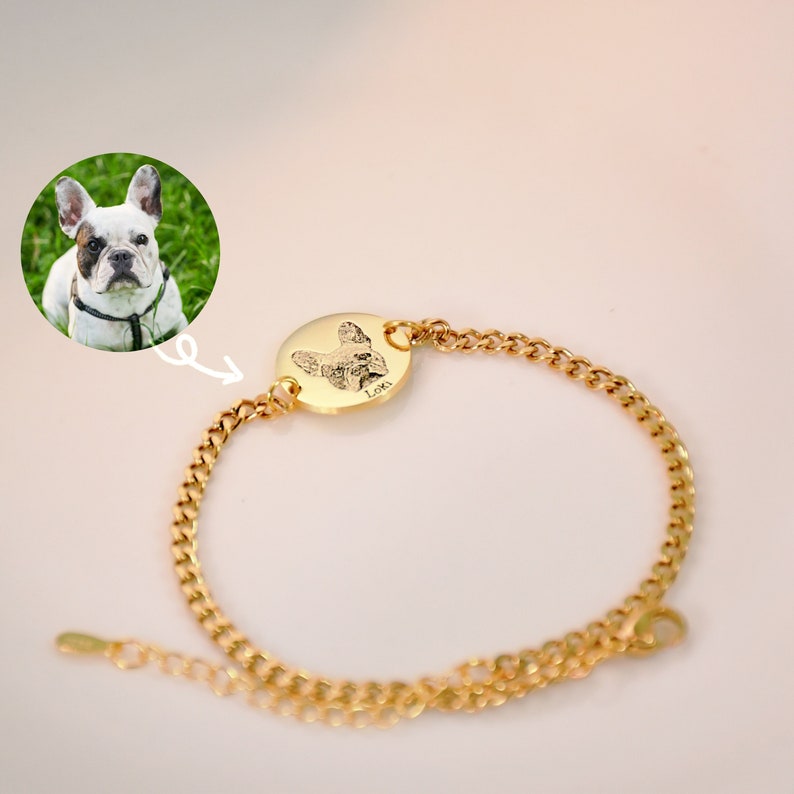 Custom Pet Portrait Bracelet, Personalized Pet Memorial Gift, Custom Pet Photo Bracelet, Dog Cat Bracelet for Women, Gift for Pet Lover image 2