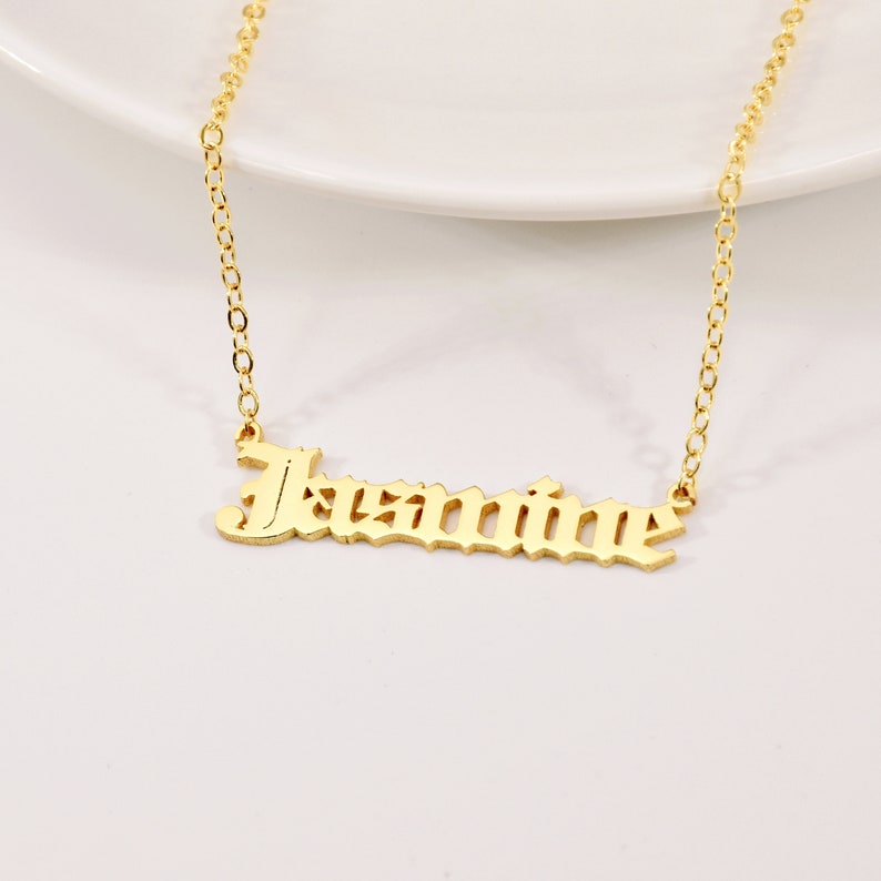 18K Solid Gold Name Necklace Personalized Name Necklace Etsy UK