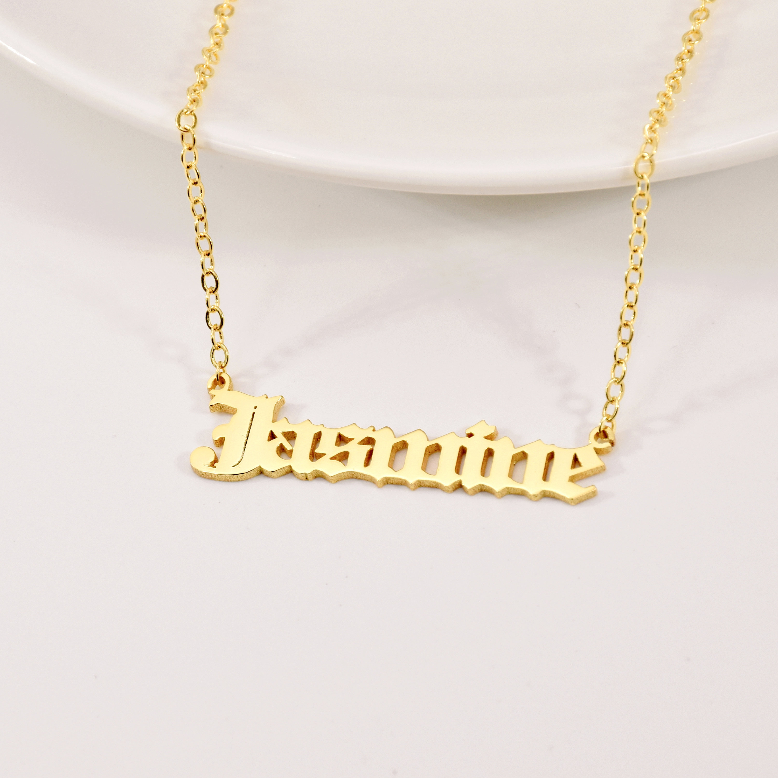 18K Solid Gold Name Necklace Personalized Name Necklace Etsy UK