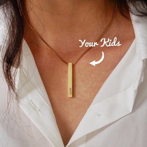 Personalised Bar Necklace, Custom Bridesmaid Gift, Name Necklace, Engraved Necklace Gift For Her, Mothers Day Gift, Engraved Bar Necklace