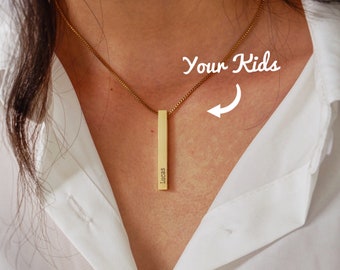 Personalised Bar Necklace, Custom Bridesmaid Gift, Name Necklace, Engraved Necklace Gift For Her, Mothers Day Gift, Engraved Bar Necklace