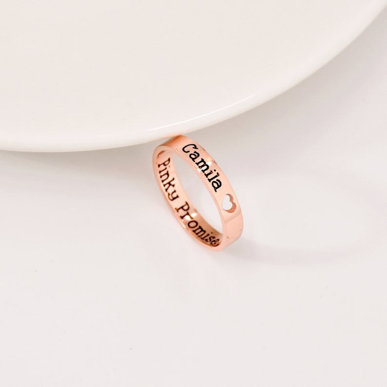 Personalized Word Ring, Personalized Inside Outside Engraved Ring, Personalized Stacking Ring, Wedding Day Gift, Rings for Women image 2