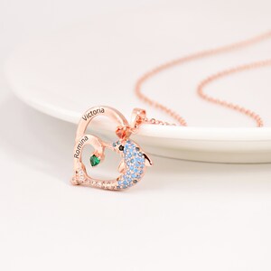 Dolphin Necklace With Birthstones, Children Birthstone Jewelry, Personalized Birthstone Necklace, Nautical Themed Gift, Dolphin Lover Gift