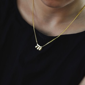 Collar con número de burbuja en 3D, collar con fecha y fuente de burbuja, collar con números de ángel en forma de globo, dije con número en forma de burbuja, regalo de joyería de oro real de 18 quilates para ella