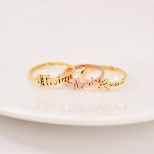 Dainty Name Ring, Personalized Ring, Personalized Name Ring, Stackable Name Rings, Custom Tiny Skinny Ring, Bridesmaids Gift, Mom Ring