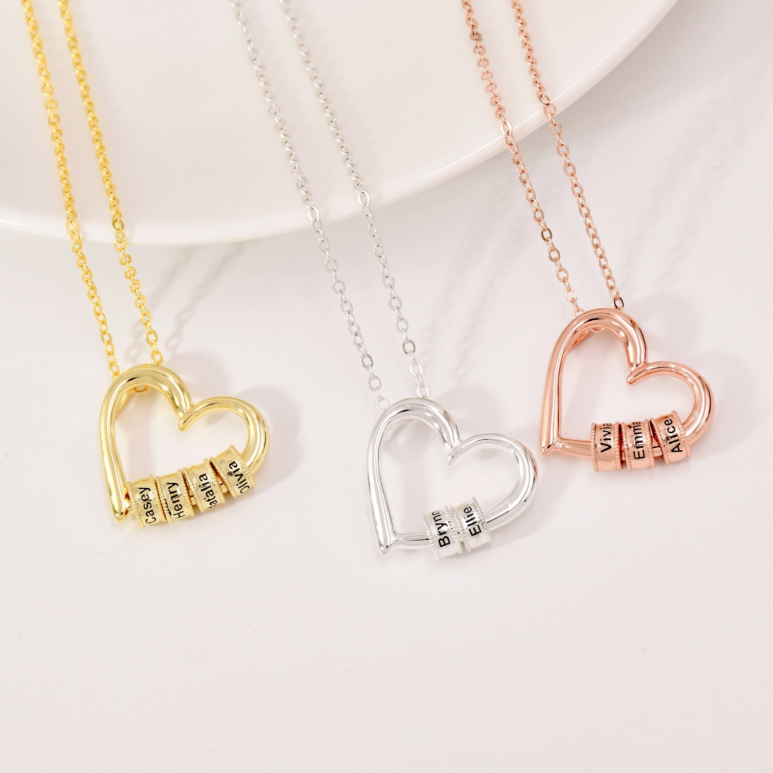 Personalized Family Heart Pendant Necklace Custom Family - Etsy