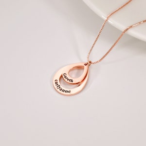 Personalized Drop Shaped Family Necklace, Name Necklace, Family Names Necklace, Personalized Jewelry, Mothers Day Gift, Gift for Mum image 3