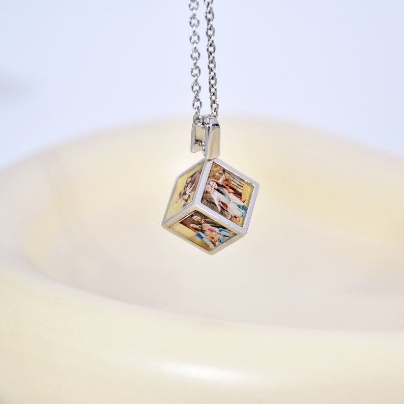 Custom Made Photo Cube Necklace Photo Necklace Picture image 2