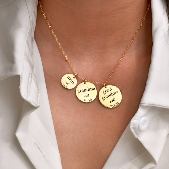 Grandmother Gift, Baby Announcement Necklace, Custom Grandma