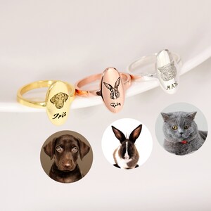 Custom Dog Ring, Personalized Pet Portrait Ring, Personalized Cat Ring, Pet Memorial Jewelry, Dog Lover Pet Lover Gift, Dog Mom Gifts