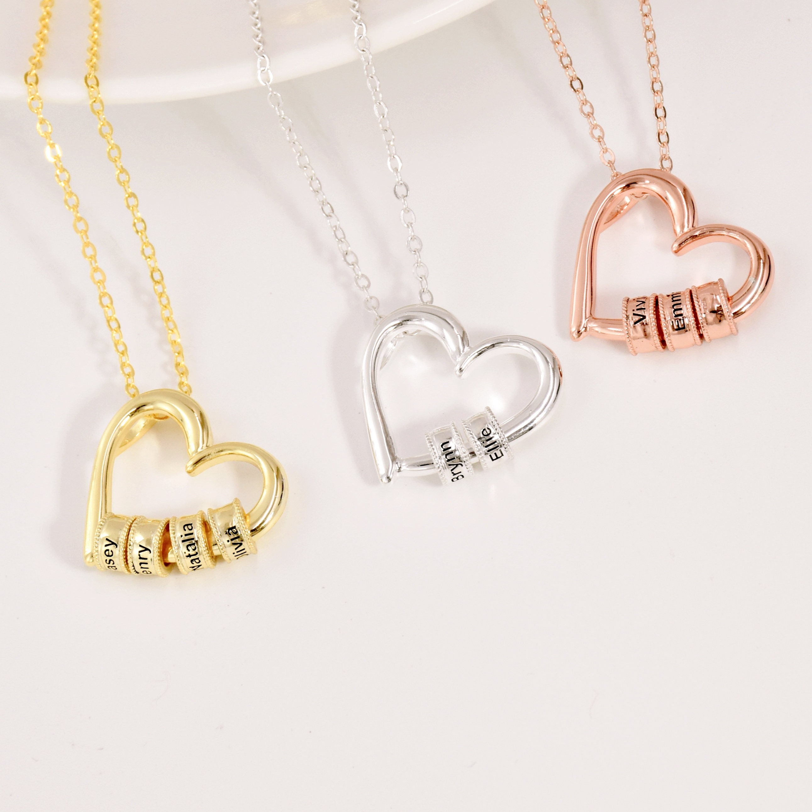 Personalized Family Heart Pendant Necklace Custom Family - Etsy