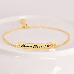 Birthstone Bar Bracelet, Name Bracelet, Custom Birthstone Bracelet, Delicate Birthstone Bracelet, Engraved Bar Bracelet, Mother&#39;s Gift