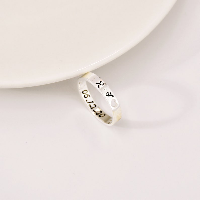 Personalized Word Ring, Personalized Inside Outside Engraved Ring, Personalized Stacking Ring, Wedding Day Gift, Rings for Women image 3