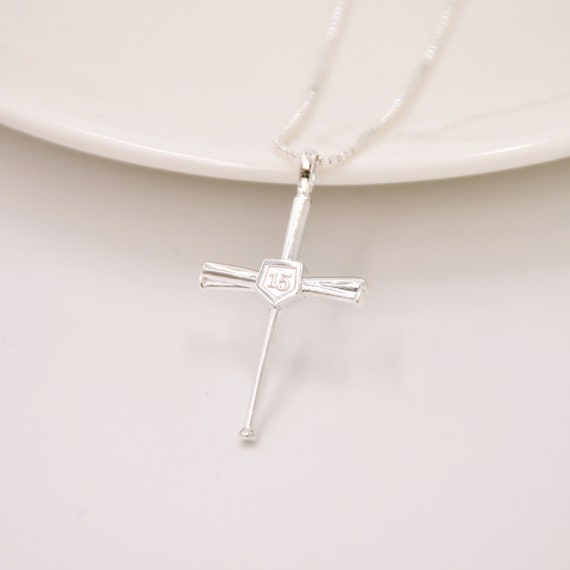 Personalized baseball cross necklace best sale