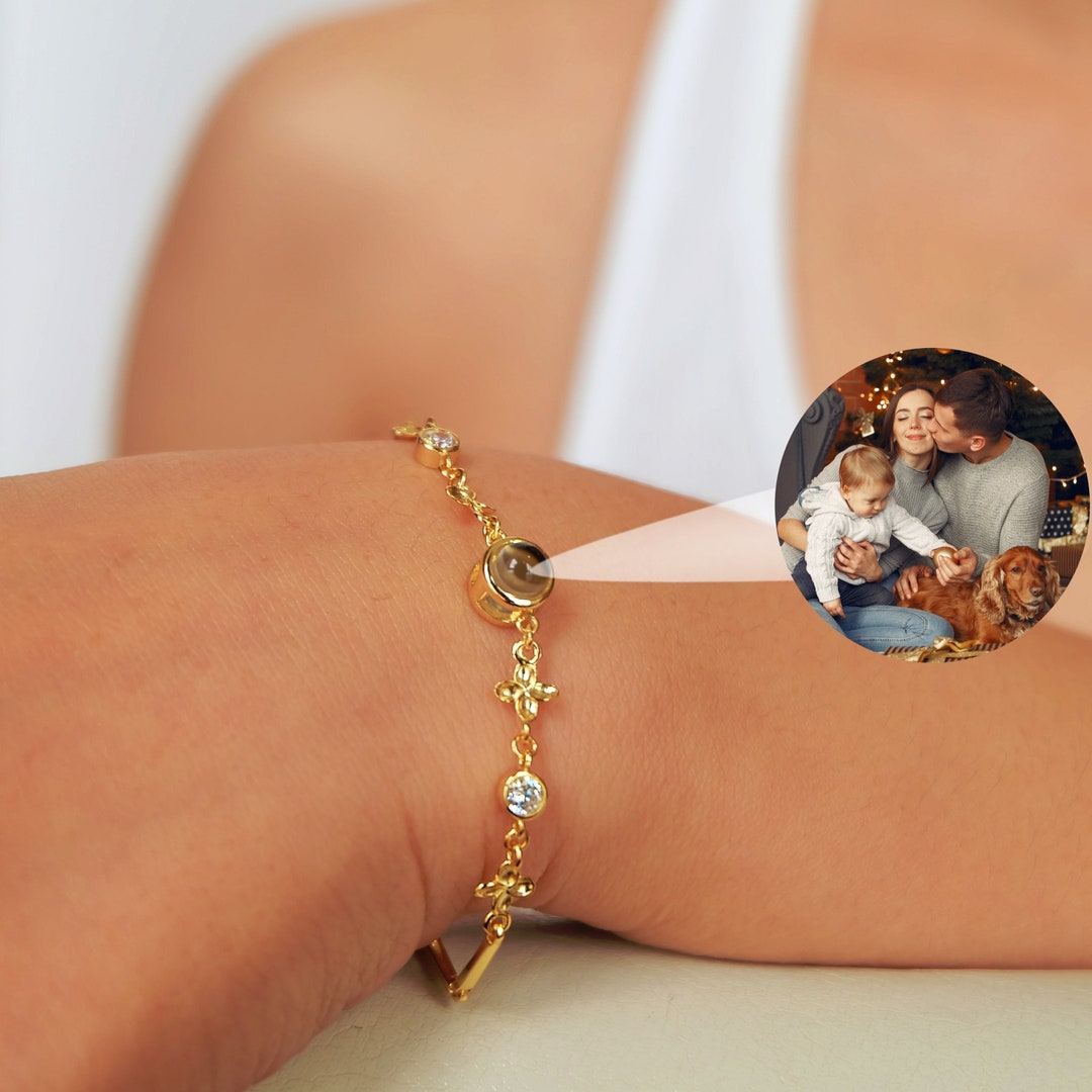 Custom Projection Photo Bracelet, Personalized Picture Bracelet, Photo