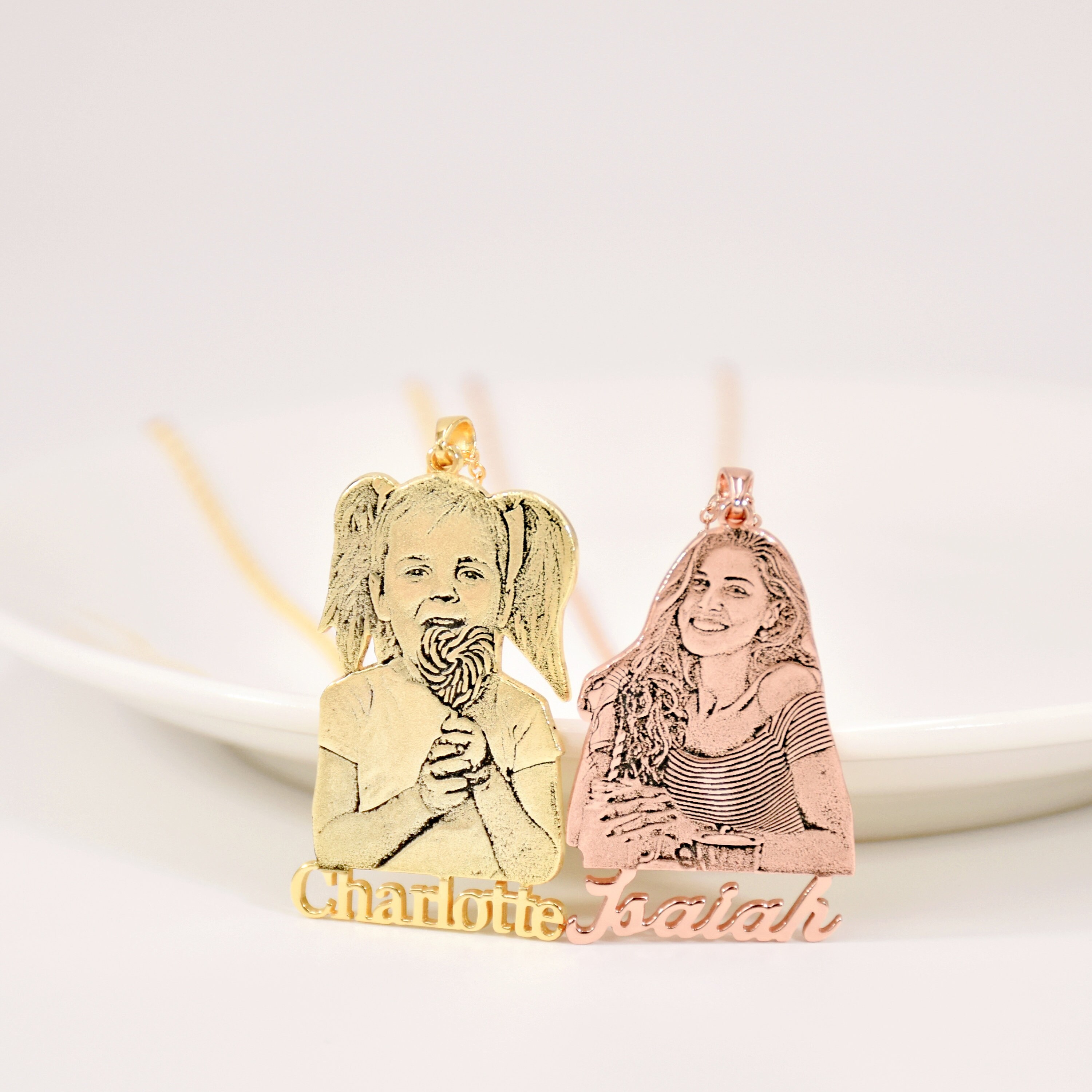 Custom Photo Name Necklaces, Family Photo Necklaces, Memorial Jewelry ...