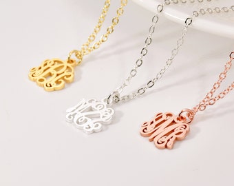 Dainty Monogram Necklace, Monogrammed Initial Necklace, Gold Personalized Letter Jewelry, Personalized Monogram Jewelry, Necklace for Her