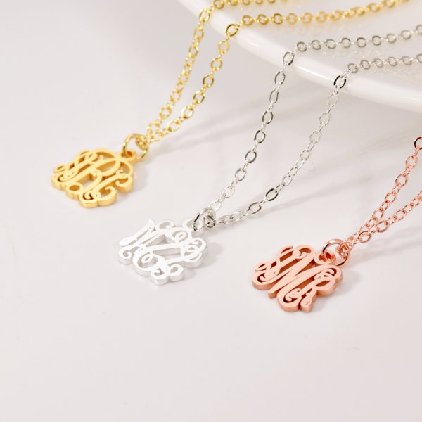 Zierliche Monogramm Halskette, Monogramm Initial Halskette, Gold Personalisierter Buchstabe Schmuck, Personalisierter Monogramm Schmuck, Halskette für Sie